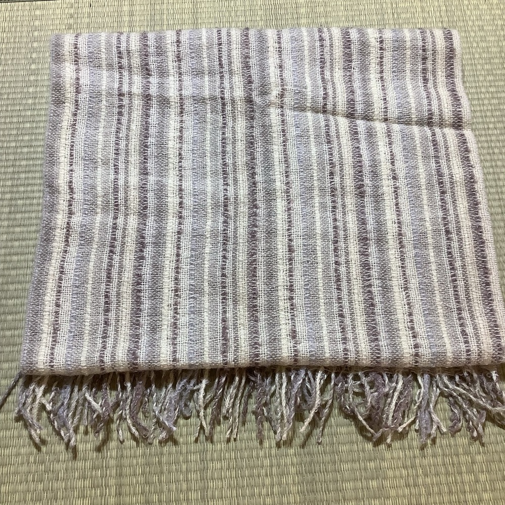 Striped Fringe Cream and Tan Scarf Made Expressly for Carson Pirie Scott & Co